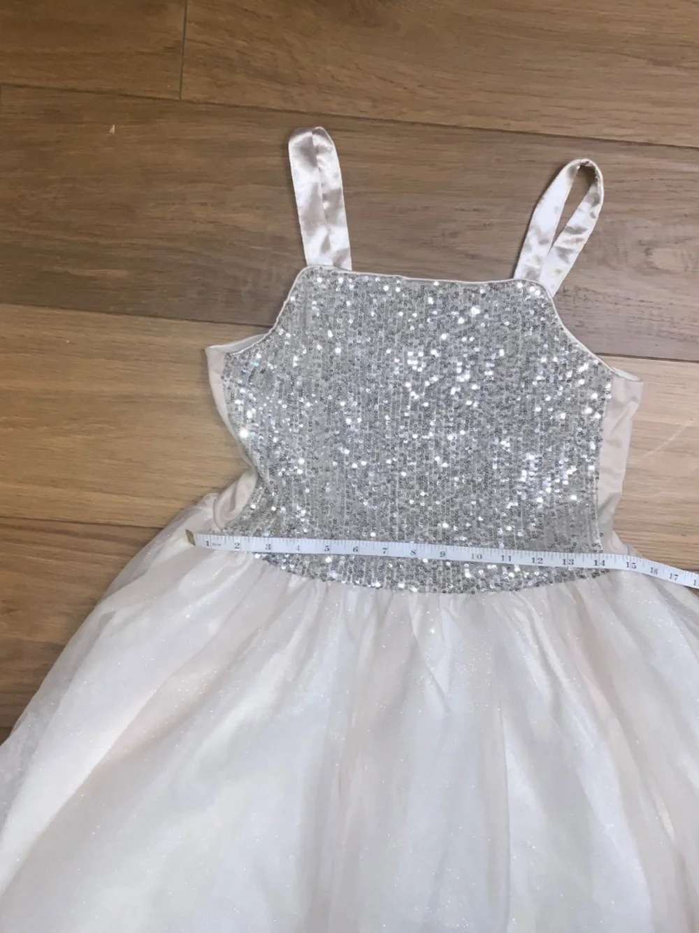 Sparkly Sequin Bodice Dress Cream and Silver Never Worn Tulle Underskirt